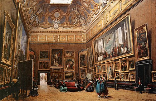 Vue du salon carré au musée du Louvre, 1861, Giuseppe Castiglione