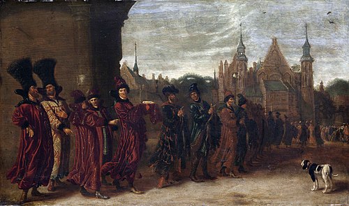 Russian ambassadors at the Binnenhof in The Hague, 1650, Sybrand van Beest
