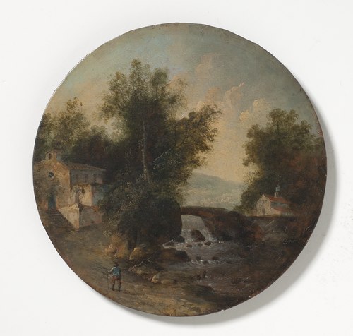 Sydländskt landskap med vandrare, 1803, Louis Belanger