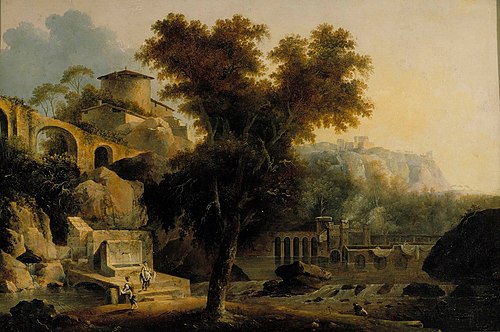 Italian landscape with ruins of an aqueduct, 1811, Louis Belanger