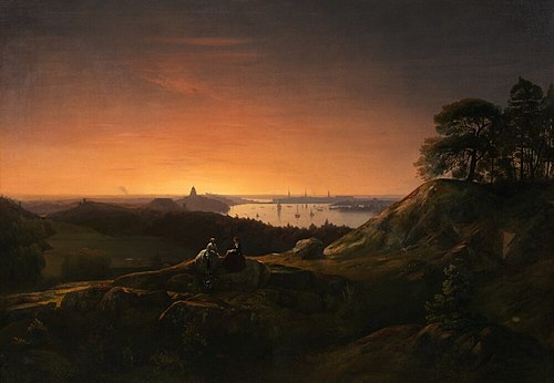 View of Stockholm from Kvarnholmen, 1851, Carl Stefan Bennet