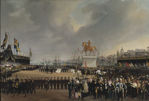 The Unveiling of the Equestrian Statue of Carl XIV Johan of Sw. in 1854, , Carl Stefan Bennet