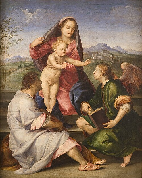 Madona z detetom, svetnikom in angelom, 1550, Andrea del Sarto