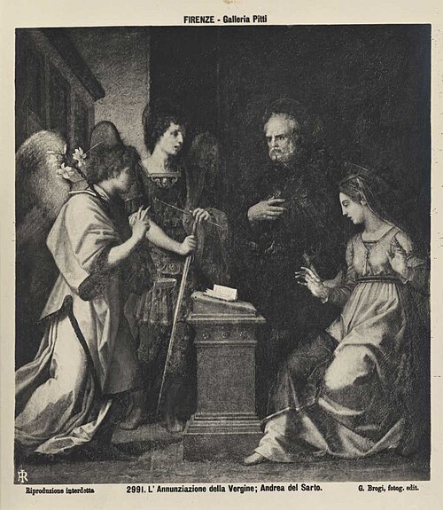 Annunciation with the saints Michael the Archangel and Godenzo, 1515, Andrea del Sarto
