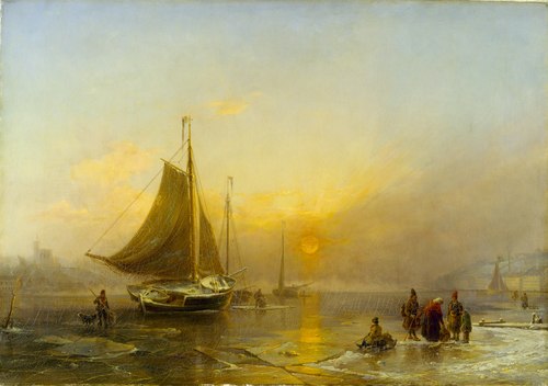 The Stockholm Stream in Wintertime, 1850, Johan Kristian Berger