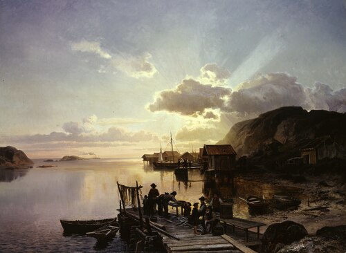 Fishing Village in Bohuslän, 1867, Johan Edvard Bergh