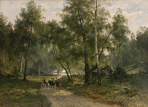Beneath the Birches. Motif from Mälaren, 1870, Johan Edvard Bergh