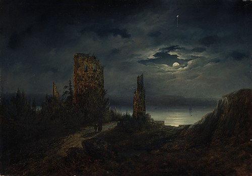 Stegeborg Castle ruins by moonlight, , Tore Billing