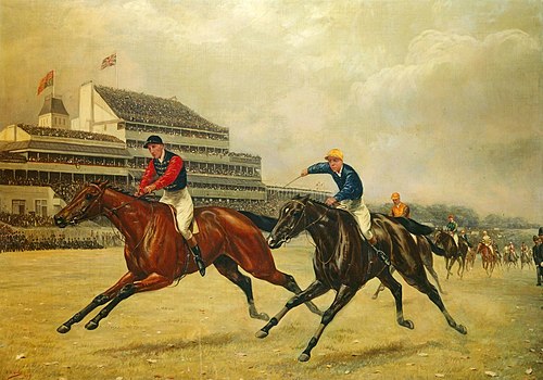 Persimmon winning the Derby at Epsom, 1896, Godfrey Douglas Giles