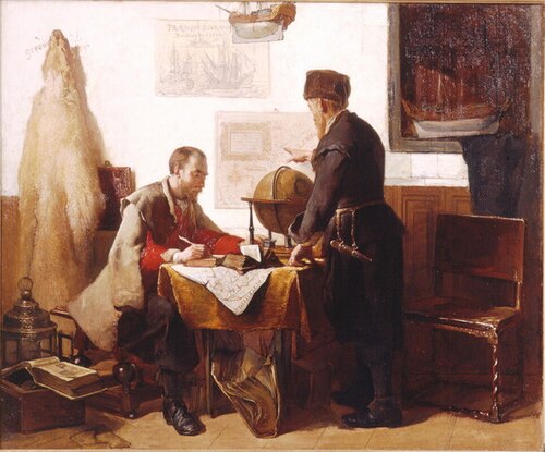Heemskerck en Barends, hun tweeden togt naar het Noorden beramende, , Christoffel Bisschop
