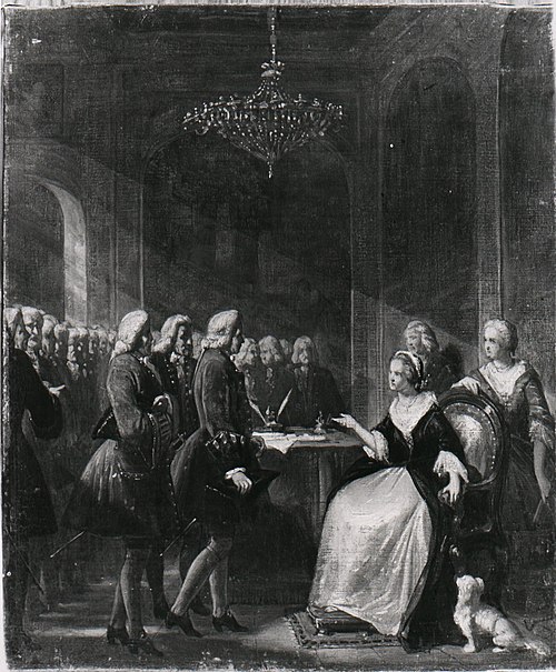 Anno 1758. Een delegatie kooplieden bezoekt de gouvernante, 1870, Christoffel Bisschop