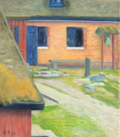 A farmhouse exterior., 1929, Niels Bjerre