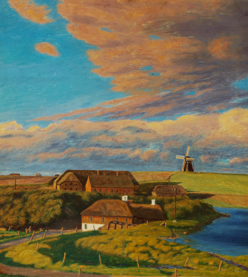 Landscape with a windmill., 1906, Niels Bjerre