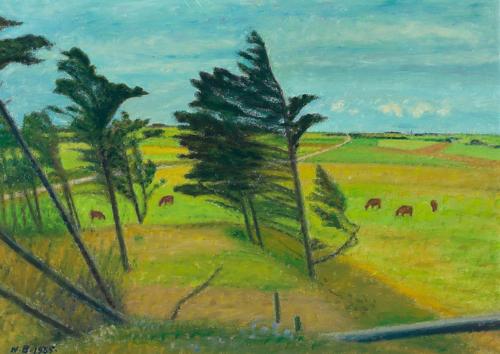 Landscape with windswept spruces., 1935, Niels Bjerre