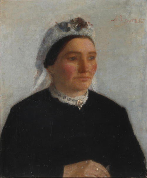 Portrait of Maren Nielsdatter Nissum., 1885, Niels Bjerre