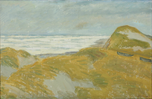 Beach scenery with boats., 1927, Niels Bjerre