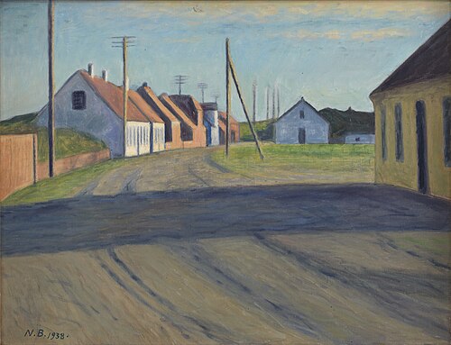 Road in a small town. Strande, 1938, Niels Bjerre