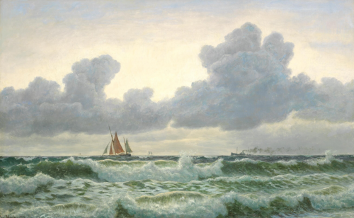 A view of the sea with dark clouds gathering on the horizon., 1913, Christian Blache