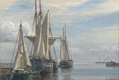 View from the port of Dragør., 1888, Christian Blache