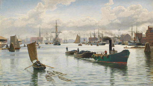 Maritime scene from the harbour of Copenhagen., 1888, Christian Blache