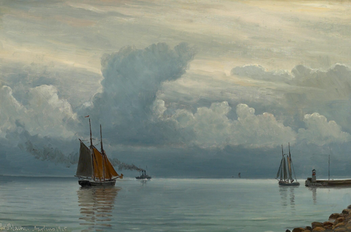 Marine painting from the Bay of Aarhus., 1915, Christian Blache