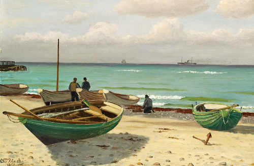 Boats on the beach., 1910, Christian Blache