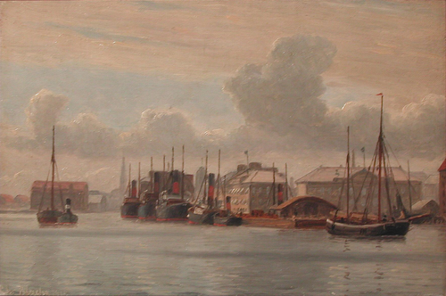 Steamships in the port of Copenhagen., 1915, Christian Blache