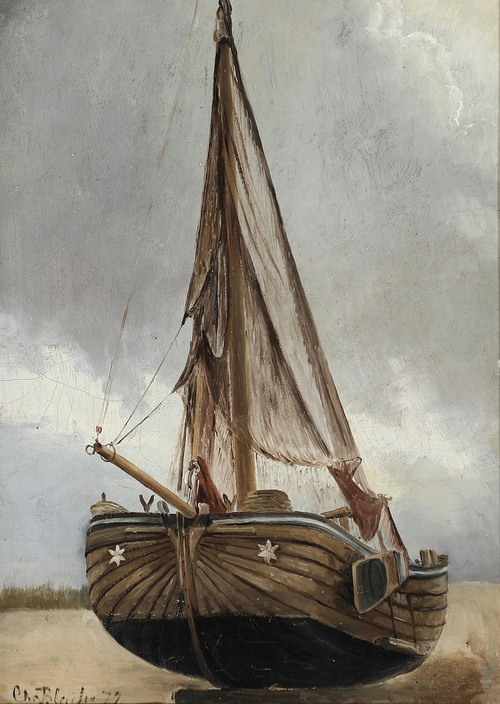A fishing boat on shore., 1872, Christian Blache