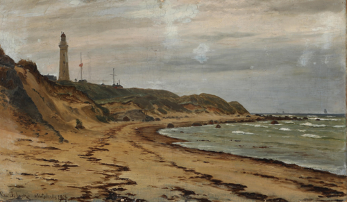 Coastal view from Hirtshals, North Jutland, with a lighthouse., 1904, Christian Blache