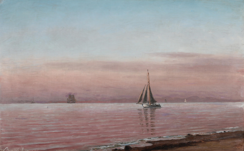 Sailboats in sunrise., 1910, Christian Blache