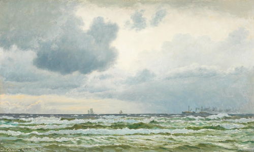 Ships at the sea off Hirtshals., 1912, Christian Blache