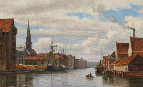 A canal in Christianshavn, Copenhagen., 1882, Christian Blache