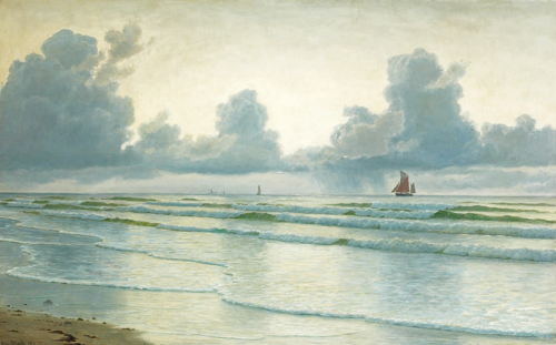 Coastal scenery with sailing ships., 1913, Christian Blache