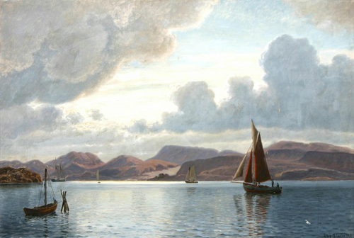 Sailing ships off a coast., 1911, Christian Blache