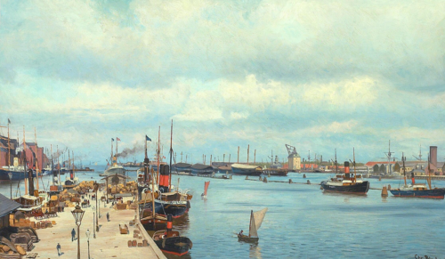 The port of Copenhagen at Kvæsthusbroen., 1891, Christian Blache