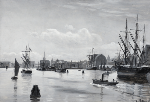 View from Copenhagen Habour., 1888, Christian Blache