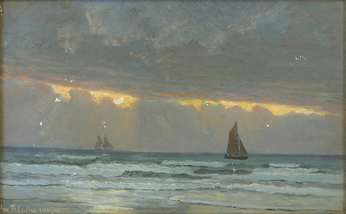 Sunset by Hirtshals., 1916, Christian Blache