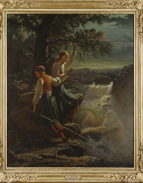 Two Peasant Girls Listening to the Playing of the Water-Sprite, 1860, Johan Blackstadius