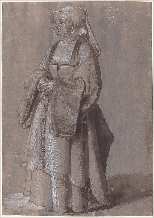 Young Woman in Netherlandish Dress, 1521, Albrecht Dürer