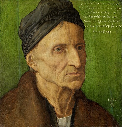 Portrait of the Nuremberg Painter Michael Wolgemut, 1516, Albrecht Dürer