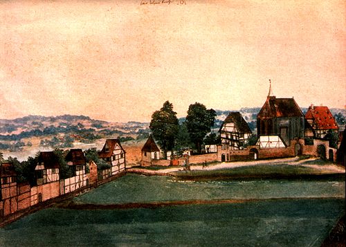 Graveyard of S. Johannis, 1489, Albrecht Dürer