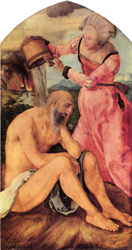 Jabach Altar: Job on the Dungheap, 1505, Albrecht Dürer