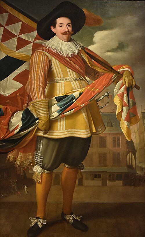 Portret van Rombout Heyns, alias Smets, vaandrig van het Kolveniersgilde in 1580, 1625, Jan Verhoeven