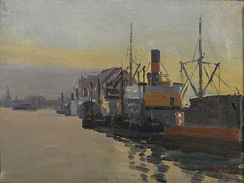 View of the Port of Copenhagen. Study., , Christian Bogø
