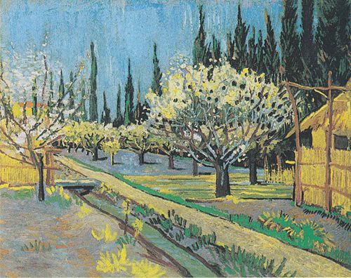 Flowering orchard, surrounded by cypress, 1888, Vincent van Gogh