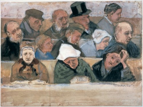 Church Pew with Worshippers, 1882, Vincent van Gogh