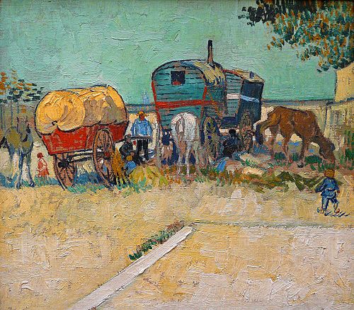 Les Roulottes, campement de bohémiens aux environs d'Arles, 1888, Vincent van Gogh
