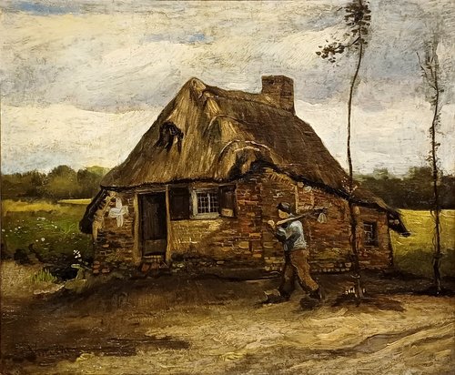 Scene of a Cottage with a Peasant Coming Back Home, 1885, Vincent van Gogh