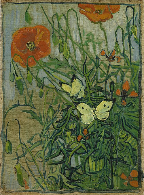 Butterflies and Poppies, 1889, Vincent van Gogh