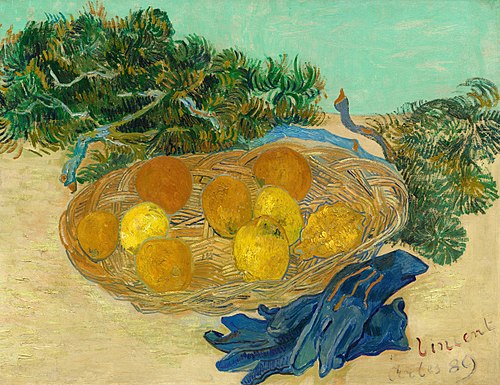 Still Life of Oranges and Lemons with Blue Gloves, 1889, Vincent van Gogh
